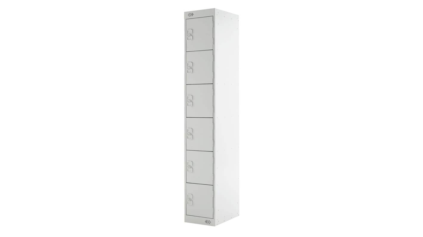 RS PRO 6 Door Steel Light Grey Storage Locker, 1800 mm x 300 mm x 300mm