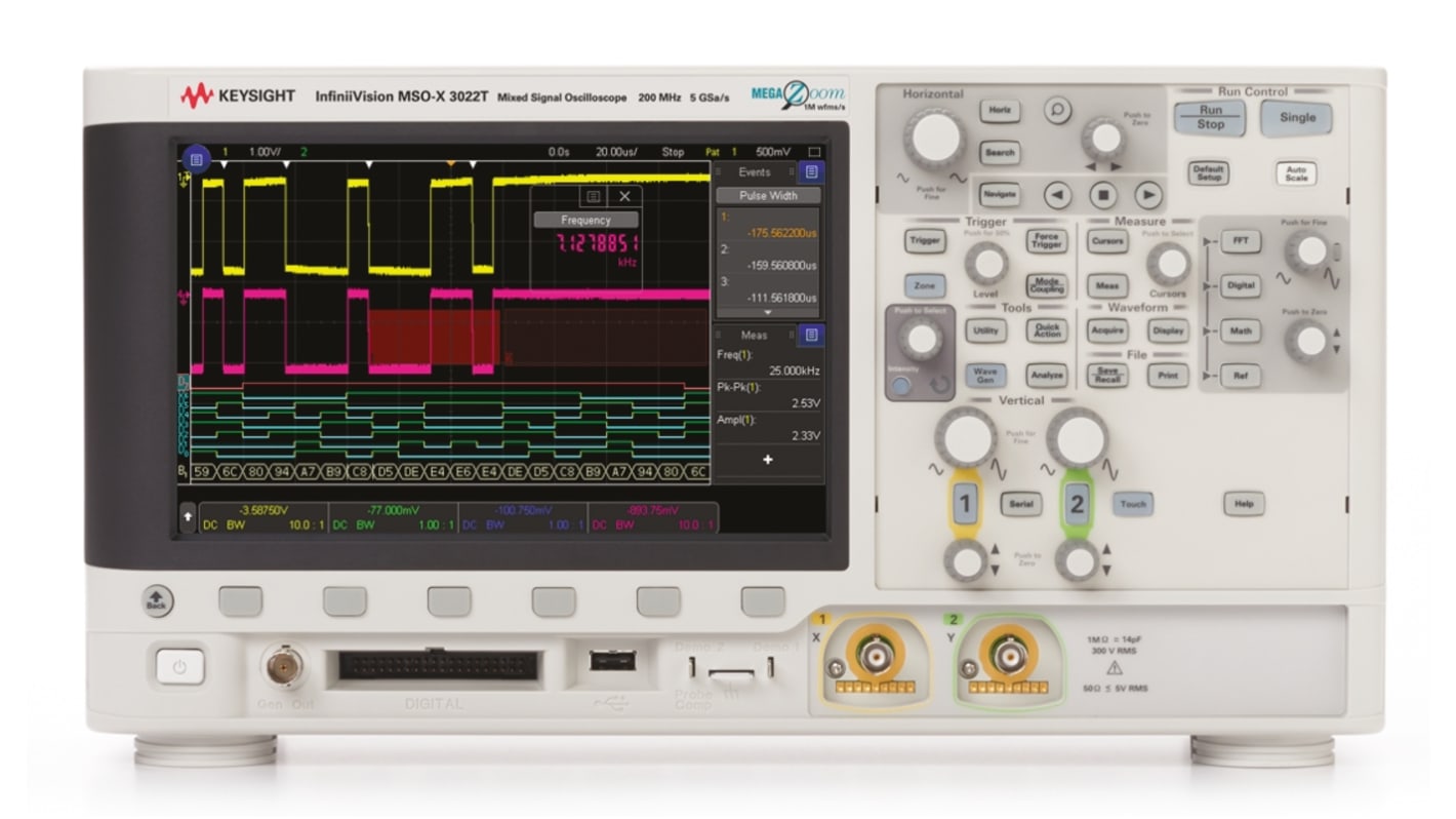 Keysight Technologies MSOX3022T InfiniiVision 3000T X Series, 200MHz Bench Oscilloscope, 2 Analogue Channels, 16