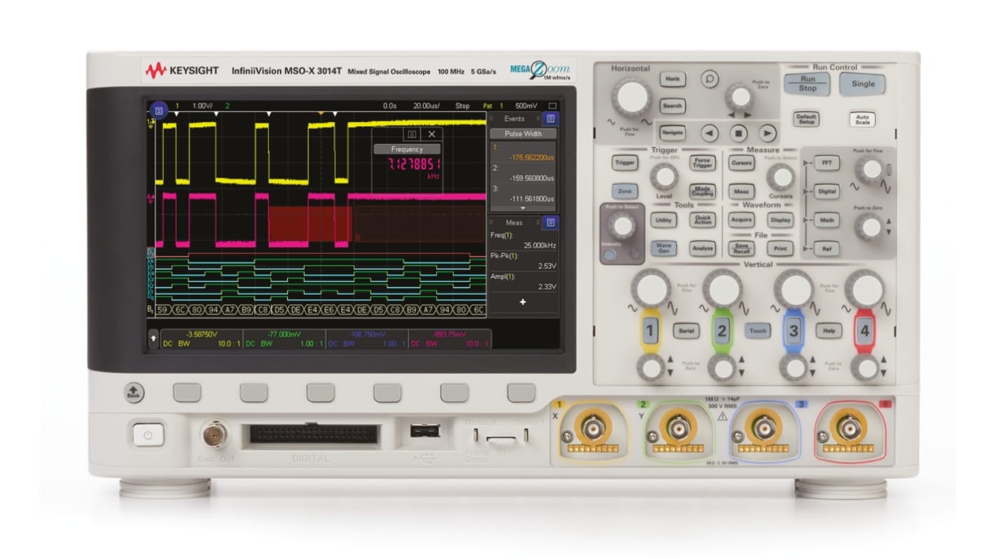 Keysight MSOX3014A Mixed-Signal Tisch Oszilloskop 4-Kanal Analog / 16 Digital 100MHz CAN, IIC, LIN, RS232, RS422,