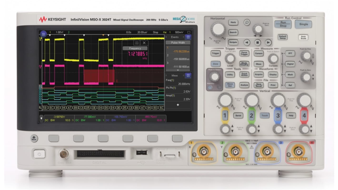 Keysight Technologies MSOX3024T InfiniiVision 3000T X Series, 200MHz Bench Oscilloscope, 4 Analogue Channels, 16