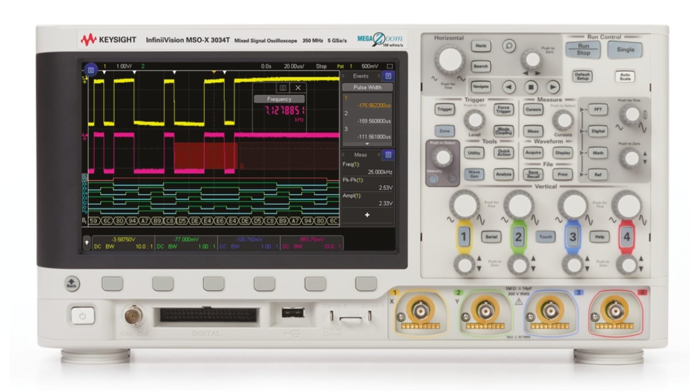 Keysight Technologies MSOX3034T InfiniiVision 3000T X Series, 350MHz Bench Oscilloscope, 4 Analogue Channels, 16