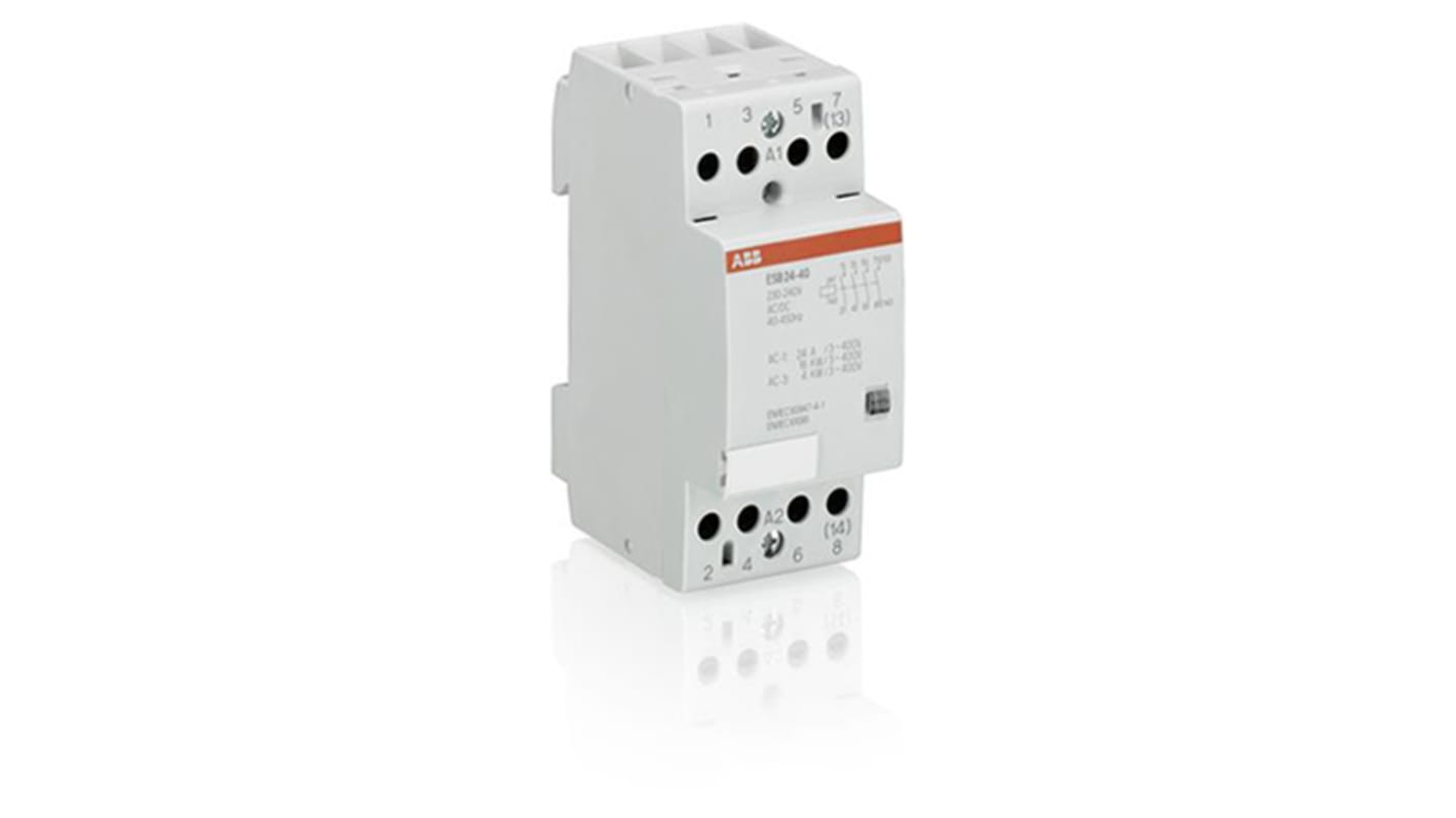 Contattore ABB, 4 poli, 4NO, 24 A, 16 kW, bobina 24 V c.a.