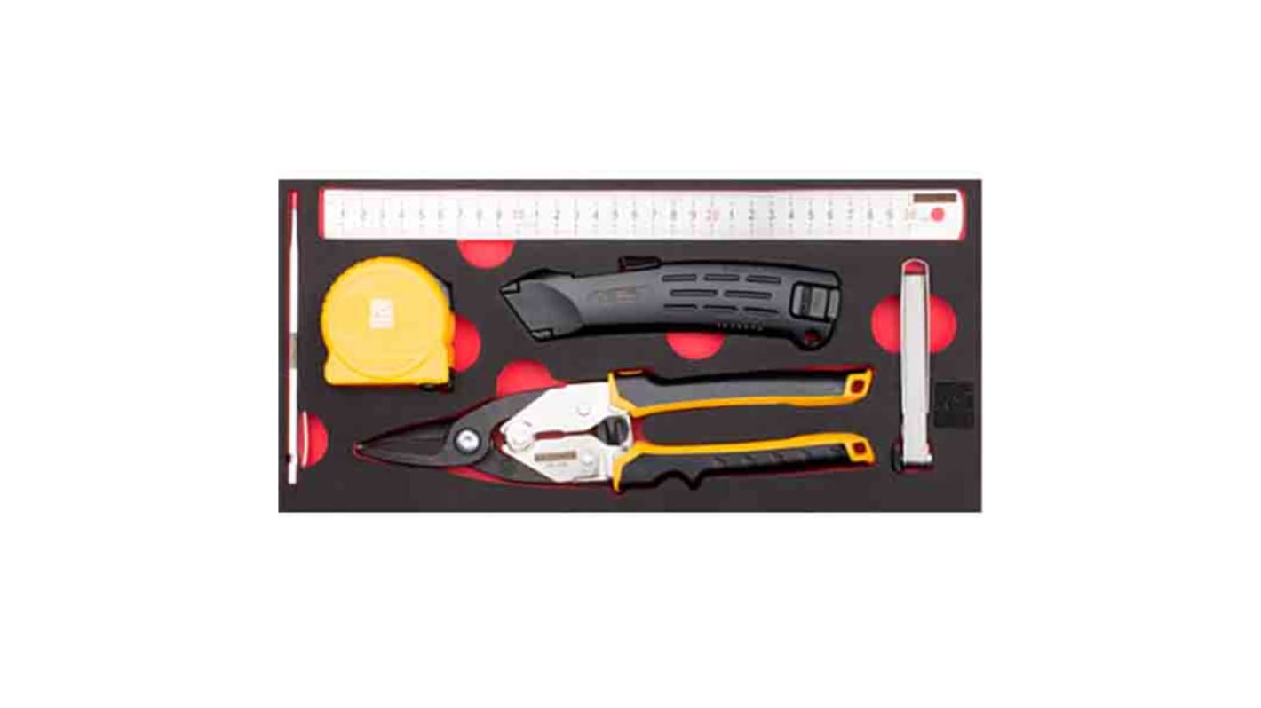 RS PRO 6 Piece Measuring and Cutting Tool Kit with Foam Inlay