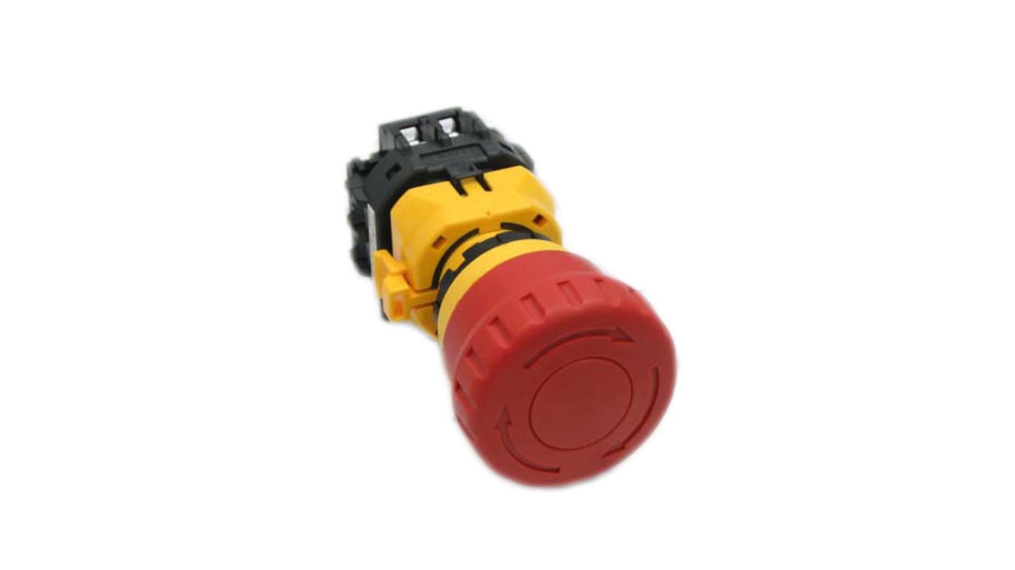 Idec XW1E Series Twist Release Emergency Stop Push Button, Panel Mount, 30mm Cutout, 2NO + 2NC, IP65