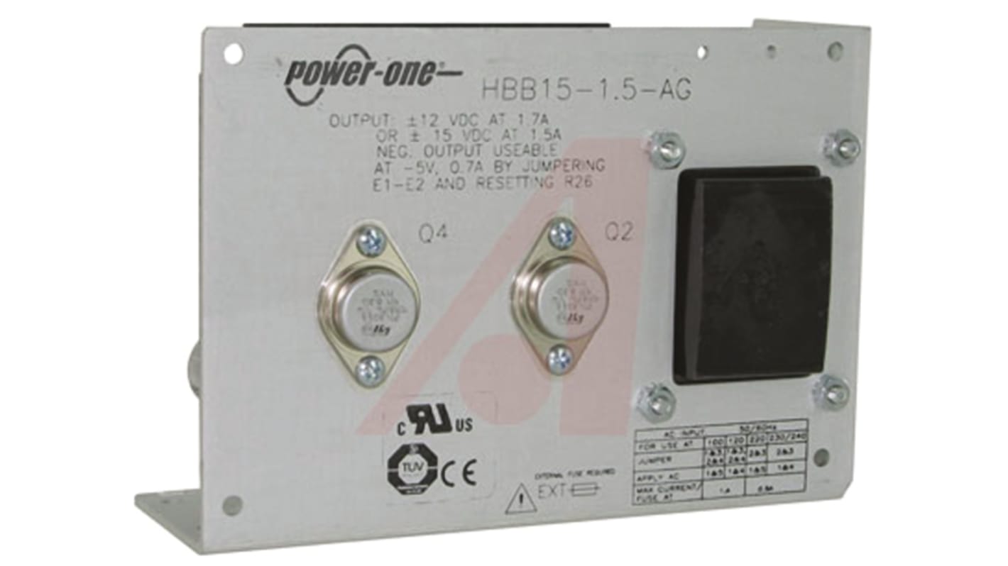 BEL POWER SOLUTIONS INC Open Frame Linear Power Supply, 100 → 264V ac Input, -15 V, 15 V Output, 1.5A Output, 45W