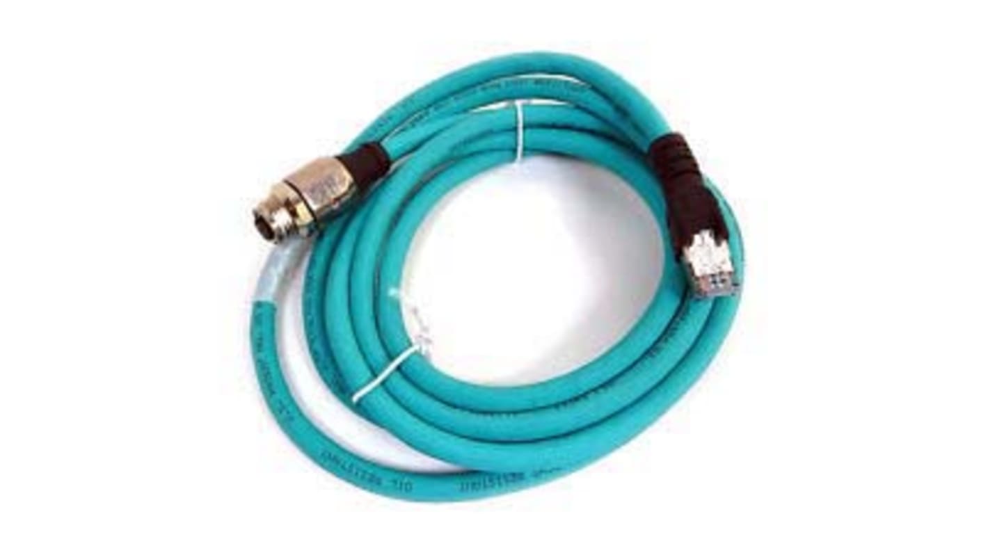 Turck, 3m Cat5e, Teal M12 to Female RJ45 Male Shielded, Terminated TPE Sheath