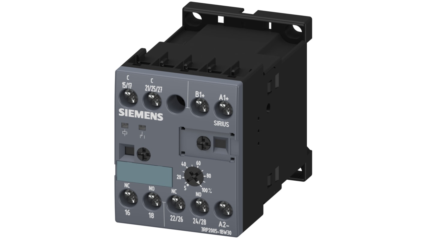 Relais temporisé Siemens, 24 → 240V, Rail DIN, 2 contacts