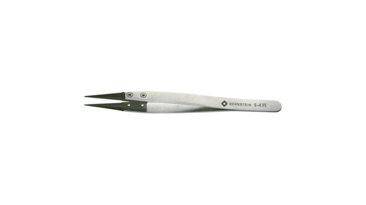 Bernstein 125 mm, Stainless Steel, Fine; Rounded, ESD Tweezers