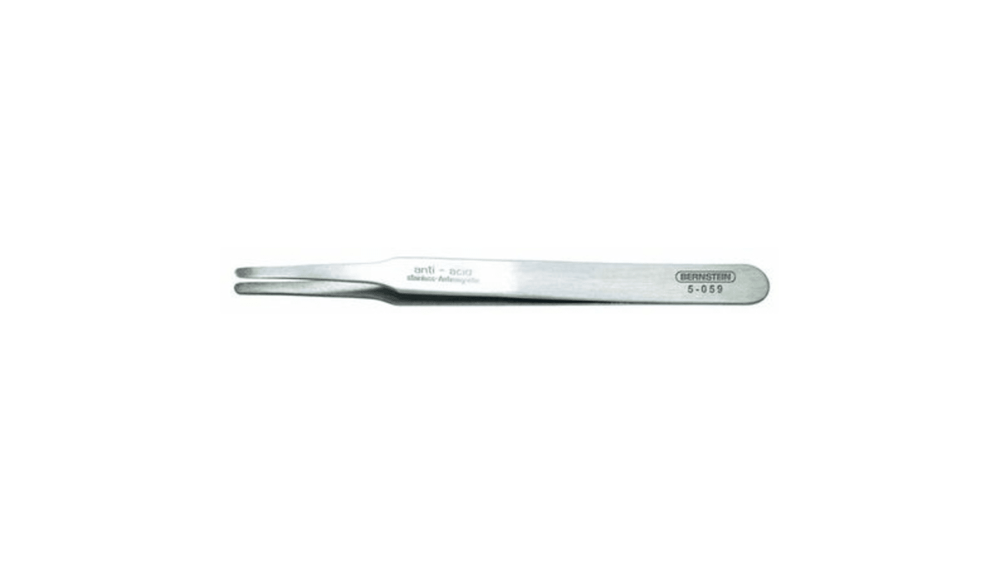 Bernstein AG 120 mm, Stainless Steel, Flat; Rounded, ESD Tweezers