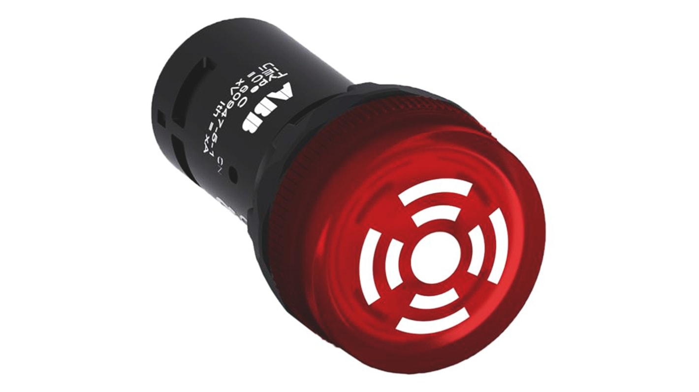 ABB 红色圆形蜂鸣器, Φ22mm开孔, 24V 交流/直流, 53mA, 塑料主体, 面板安装, IP66, IP67, IP69K, ABB Compact系列
