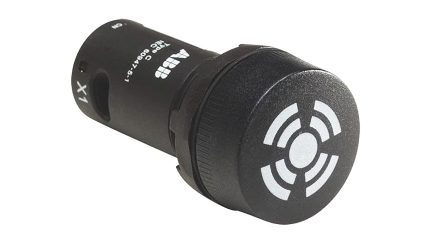 ABB 黑色圆形蜂鸣器, Φ22mm开孔, 24V 交流/直流, 48mA, 塑料主体, 面板安装, IP66, IP67, IP69K, Compact系列
