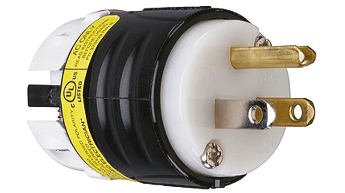 Fiche électrique Mâle, 125 V 15A, Montage sur câble, 2P+E