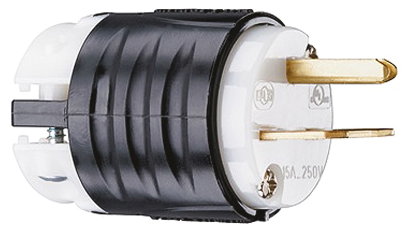 PASS & SEYMOUR Netzstecker Kabel, 2P, NEMA 6 - 15P, 250 V / 15A Schwarz, Weiß, für USA
