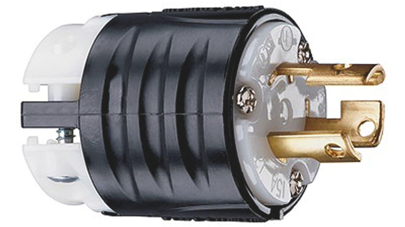 PASS & SEYMOUR Netzstecker Kabel, 2P+E, NEMA L5 - 15P, 125 V / 15A Schwarz, Weiß, für USA