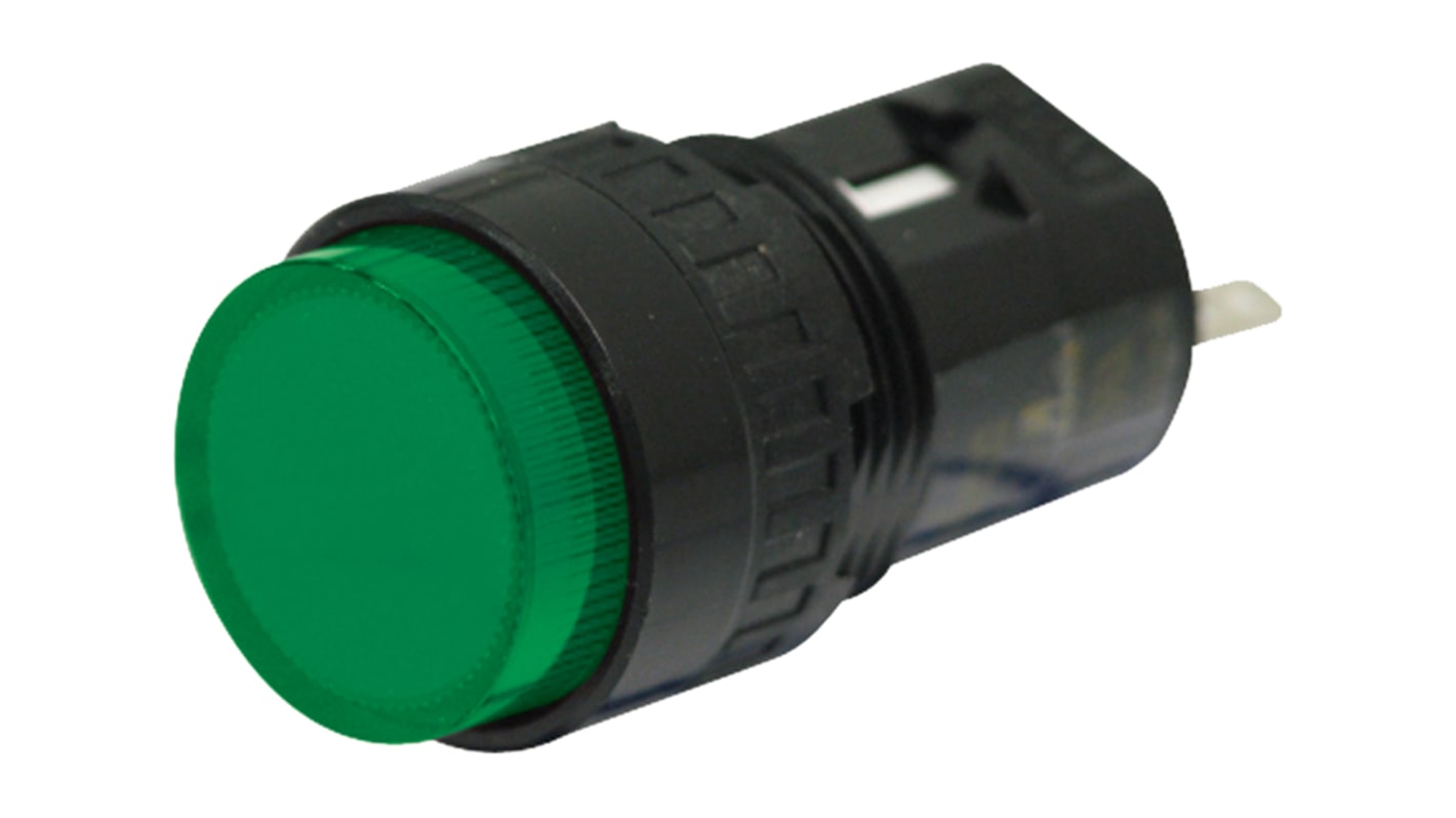 Idec Green Panel Mount Indicator, 24V dc, 16.2mm Mounting Hole Size