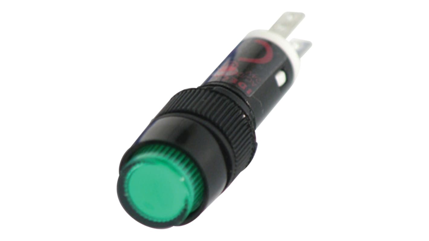 Idec Green Panel Mount Indicator, 24V ac/dc, 8.1mm Mounting Hole Size, Solder Tab Termination