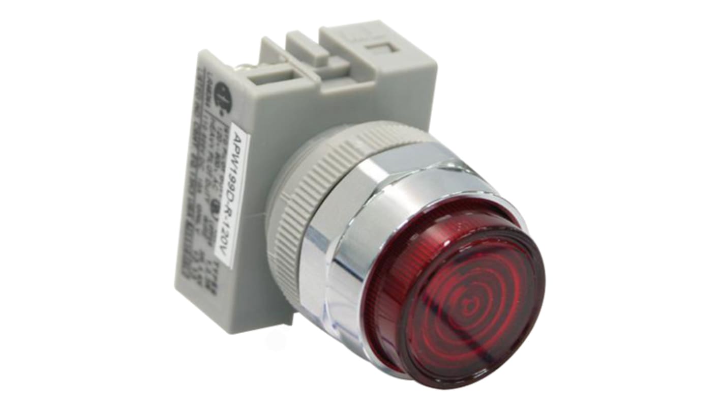 Idec Red Indicator, 120V ac, 22mm Mounting Hole Size