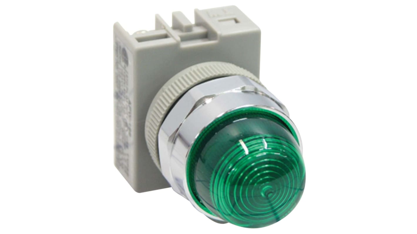 Indicador LED Idec, Verde, lente enrasada, Ø montaje 22mm, 11mA