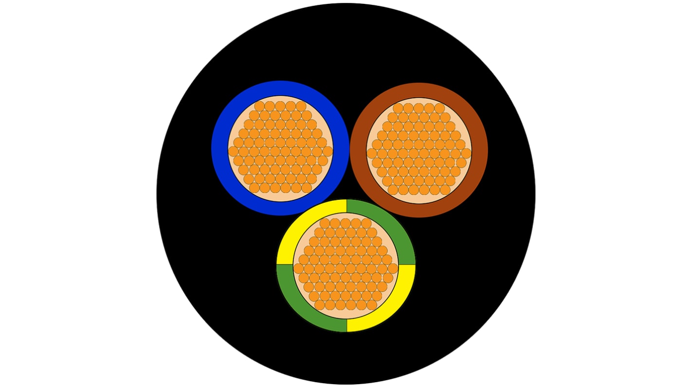 RS PRO, 100m 3 Core Cross-Linked Compound, Type EM 8 to EN 50363-6 Power Cable +90°C