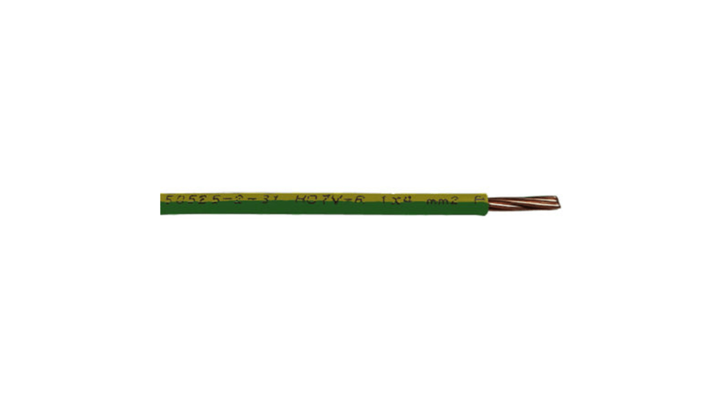 RS PRO 绿色/黄色电线, 4mm², 100m长, 12AWG, 750V, 最高+70°C, PVC绝缘