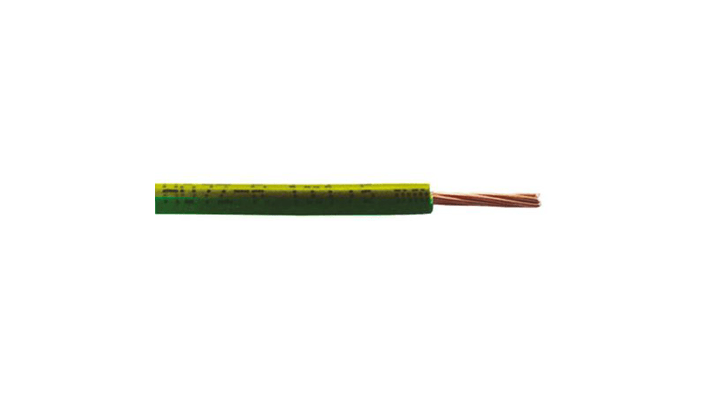 RS PRO Green/Yellow 2.5mm² Hook Up Wire, 14 AWG, 7/0.67 mm, 100m, Polyolefin Cross-linked EI5, Type EI 5 to EN 50363-5