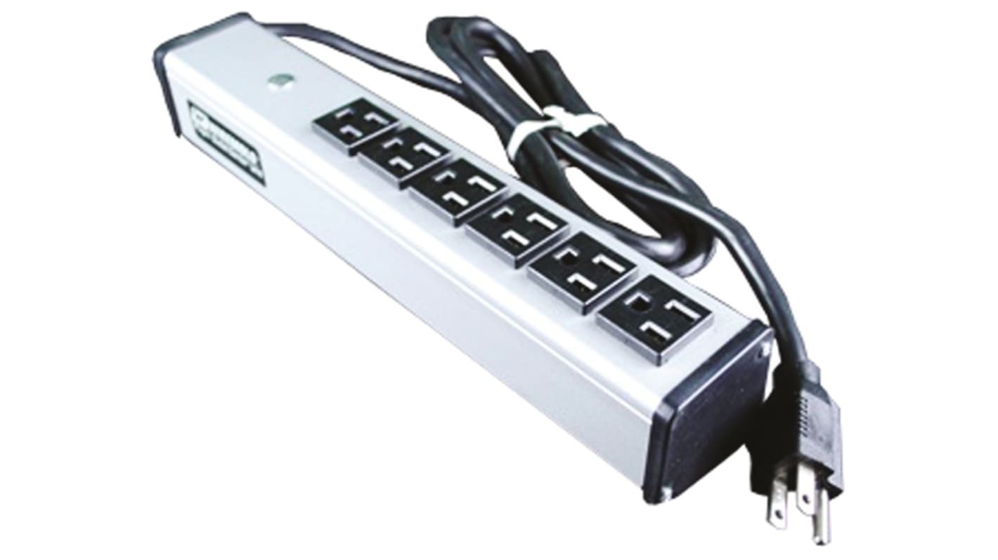 Wiremold 1.8m 6 Socket NEMA 5-15R Extension Lead, 120 V