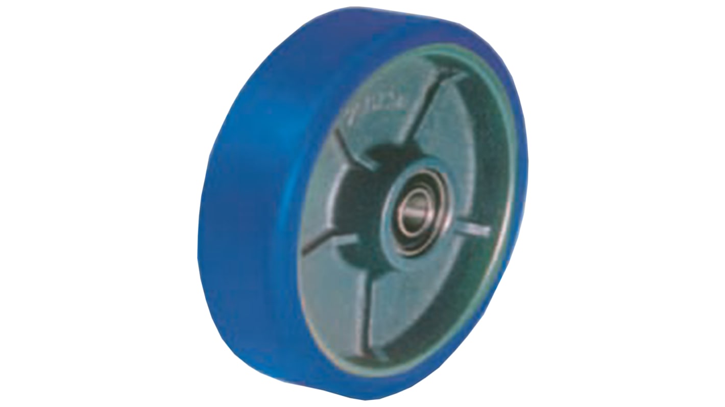 Kółko do wózka, Lite, Poliuretan, Niebieski, obc.: 500kg, śred.: 150mm, szer.: 40mm