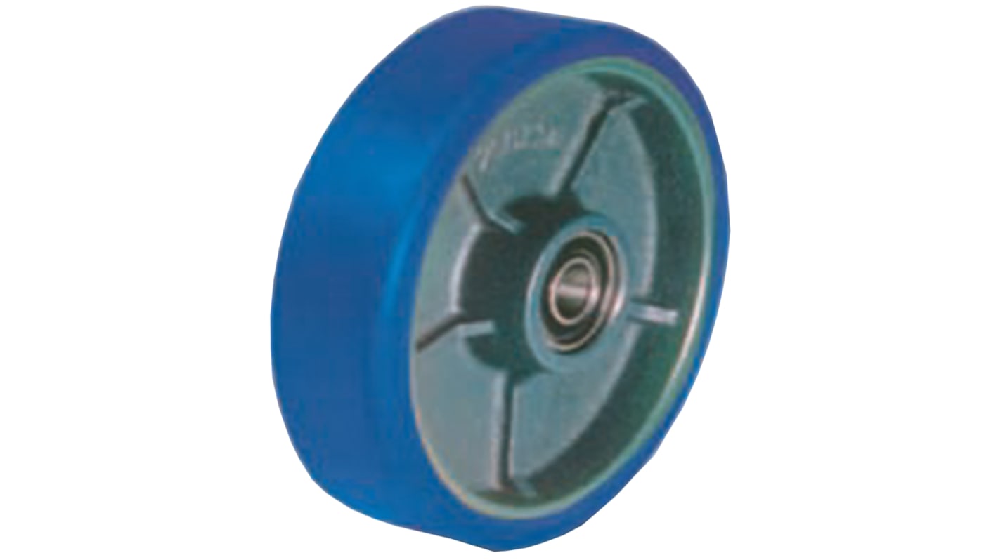 Kółko do wózka, Lite, Poliuretan, Niebieski, obc.: 1000kg, śred.: 200mm, szer.: 50mm