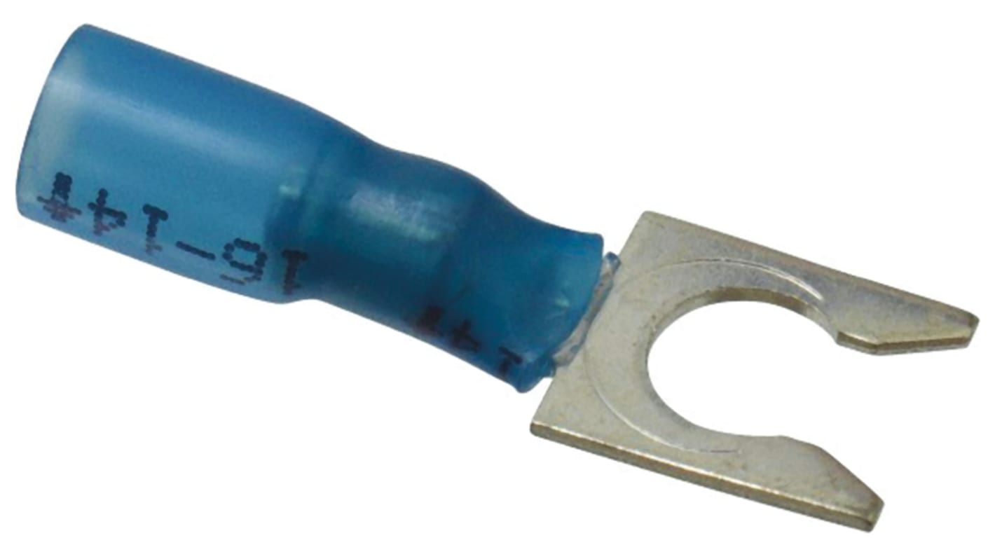 3M MH Insulated Crimp Spade Connector, 16AWG to 14AWG, #8 Stud Size, Blue