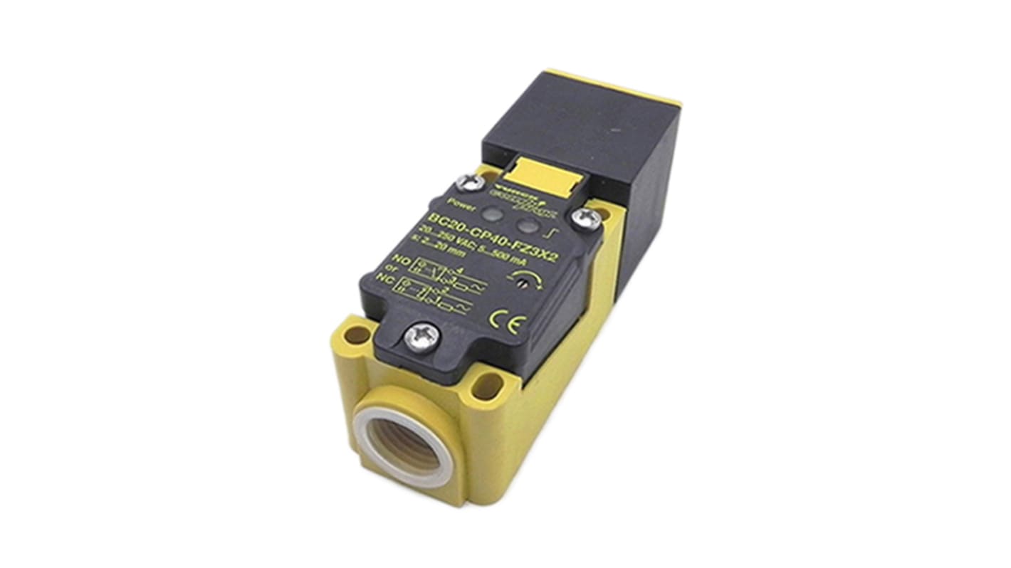 Turck Capacitive Block Proximity Sensor, 20 mm Detection, 2-Wire NO/NC, 20 → 250 V ac