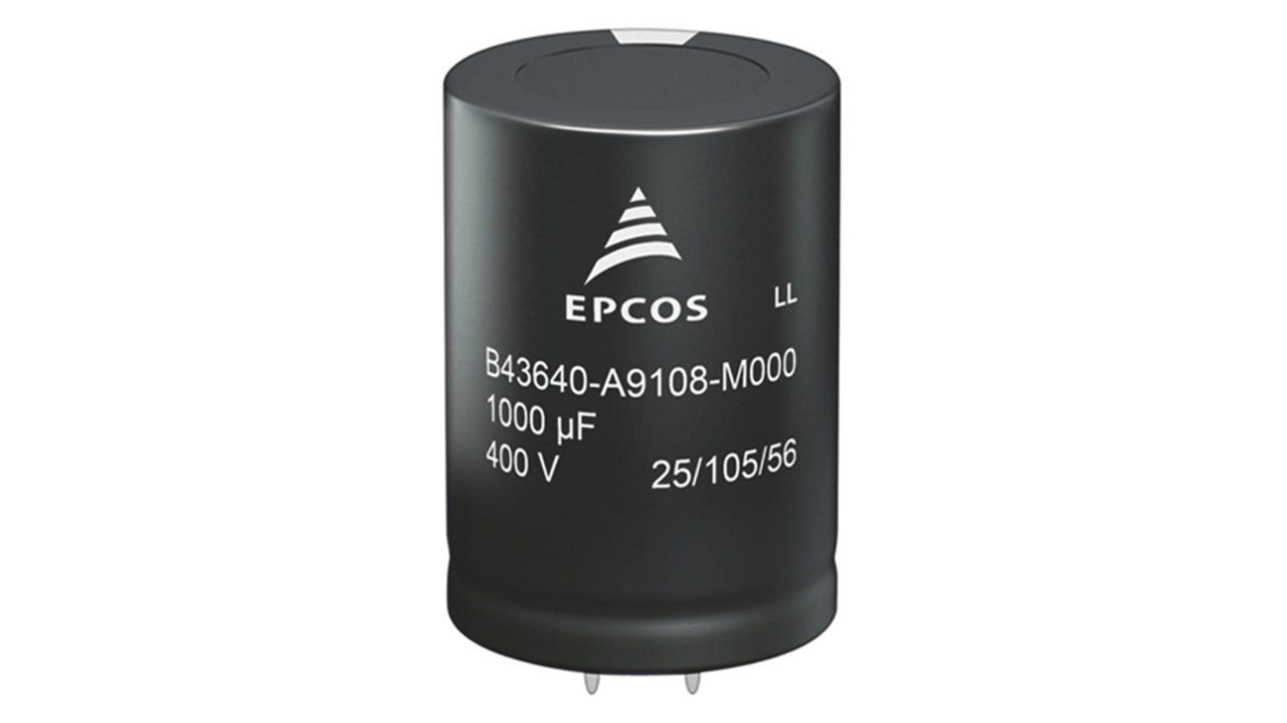 Condensatore EPCOS, serie B43644, 120μF, 500V cc, ±20%, +105°C, Ad innesto