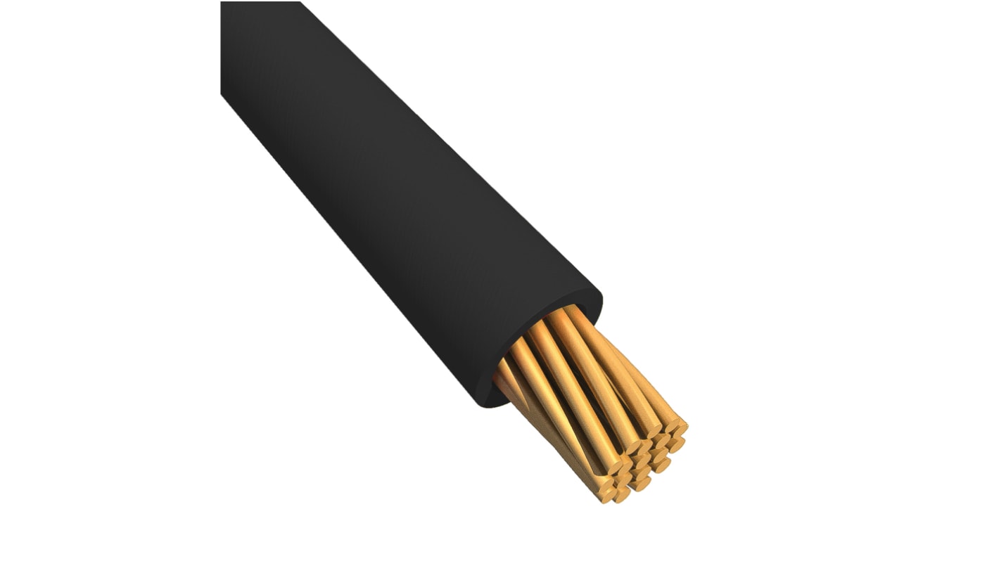 Alpha Wire Ecogen Ecowire Series Black 1.3 mm² Hook Up Wire, 16 AWG, 26/0.25 mm, 305m, MPPE Insulation