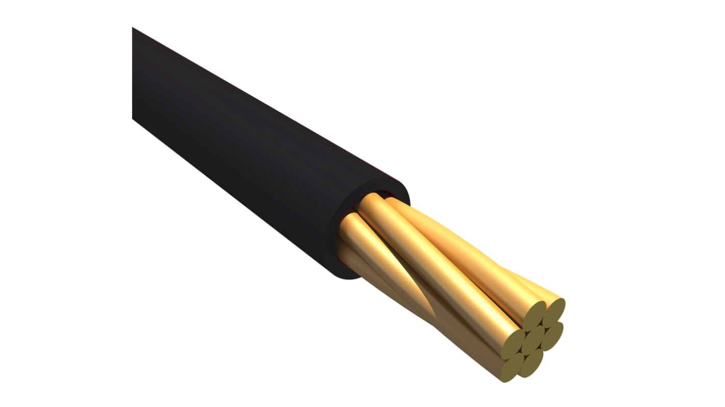 Alpha Wire Ecogen Ecowire Plus Series Black 0.52 mm² Hook Up Wire, 20 AWG, 7/0.32 mm, 30m, MPPE Insulation, 6824 BK005