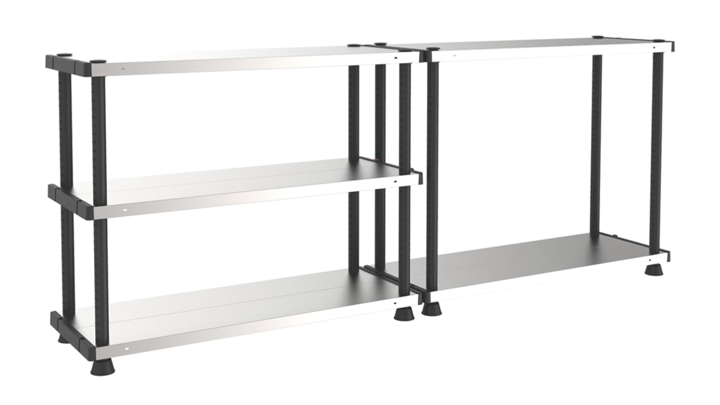 RS PRO Black, Grey 5 Shelf Metal, Plastic Shelving Unit, 1850mm x 1000mm, 450mm, 120kg Load