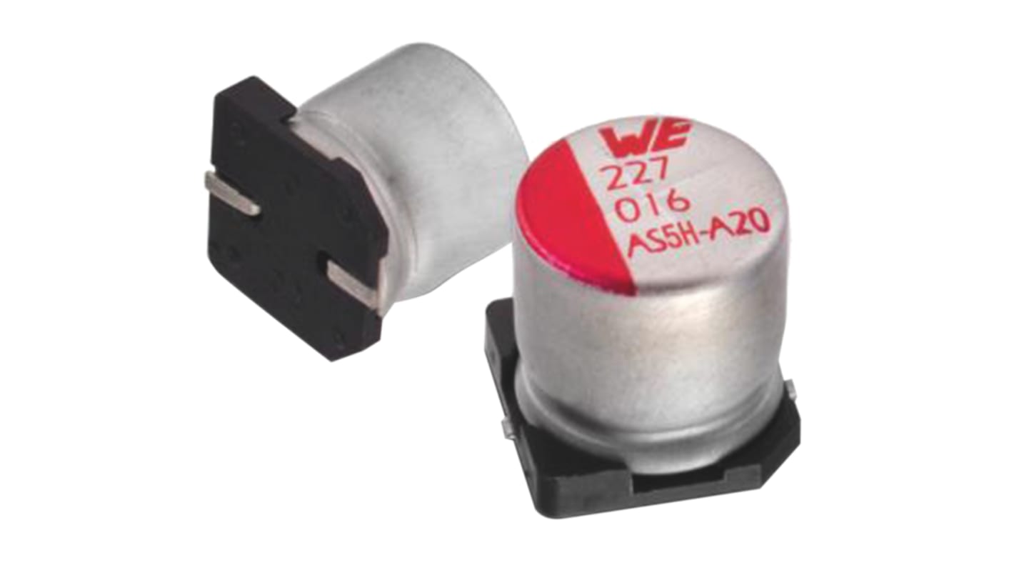 Wurth Elektronik WCAP-AS5H, SMD Aluminium-Elektrolyt Kondensator 10μF ±20% / 16V dc, Ø 5.5mm x 3.85mm, bis 105°C