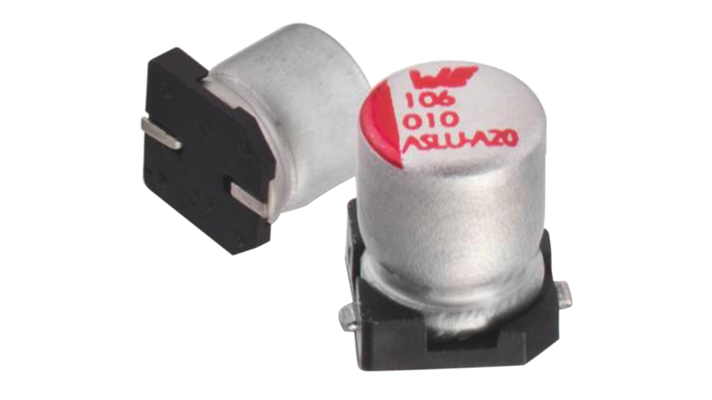 Wurth Elektronik WCAP-ASLU, SMD Aluminium-Elektrolyt Kondensator 10μF ±20% / 16V dc, Ø 5.5mm x 3.85mm, +85°C