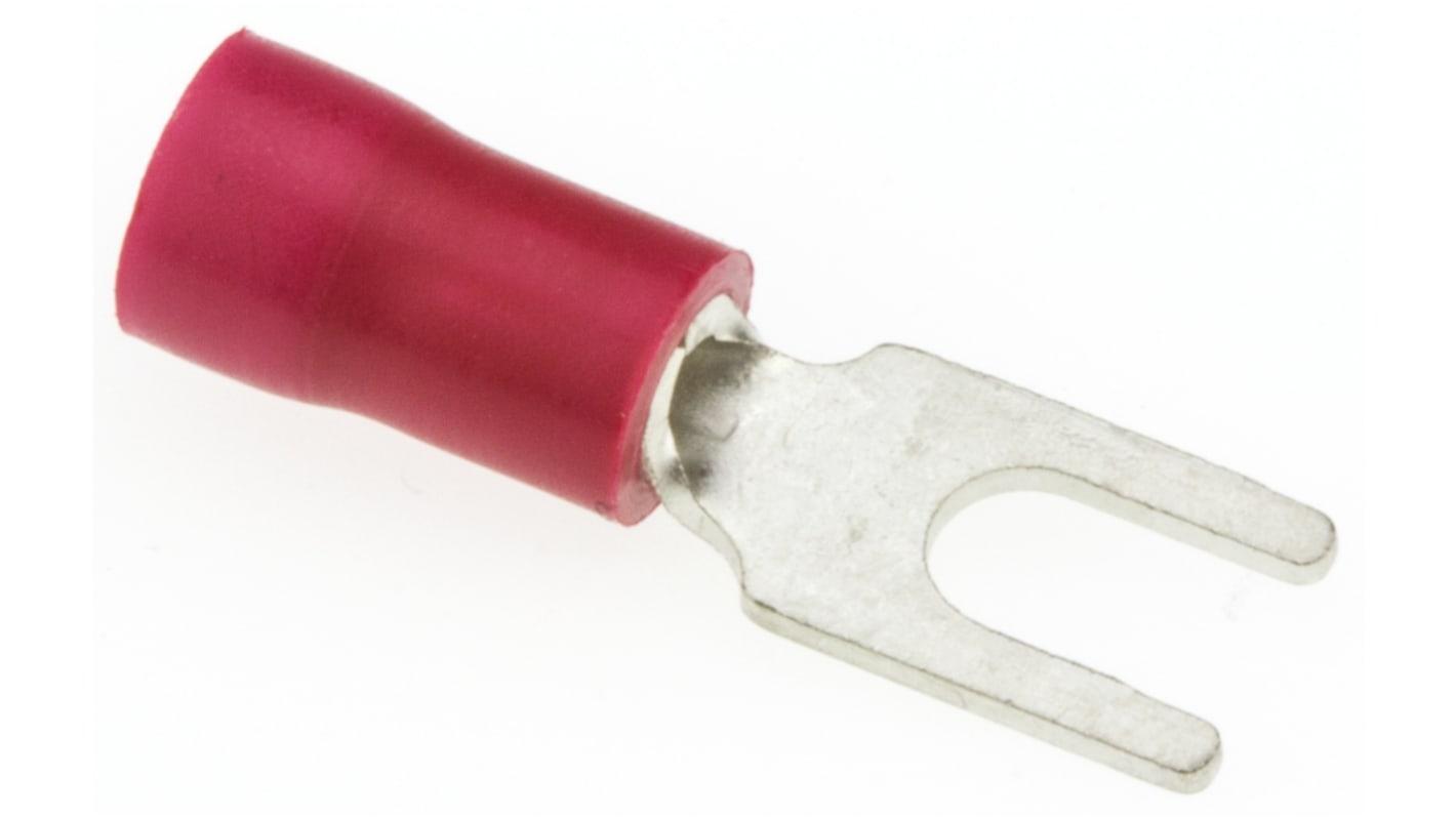 JST, A Insulated Crimp Spade Connector, 0.2mm² to 1.65mm², 22AWG to 16AWG, 3mm Stud Size Vinyl, Red