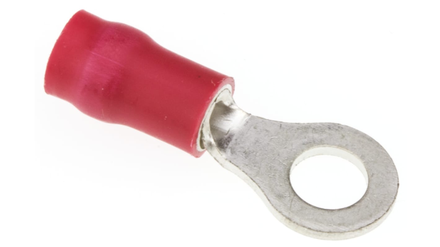 JST, R Insulated Ring Terminal, 4mm Stud Size, 0.25mm² to 1.65mm² Wire Size, Red