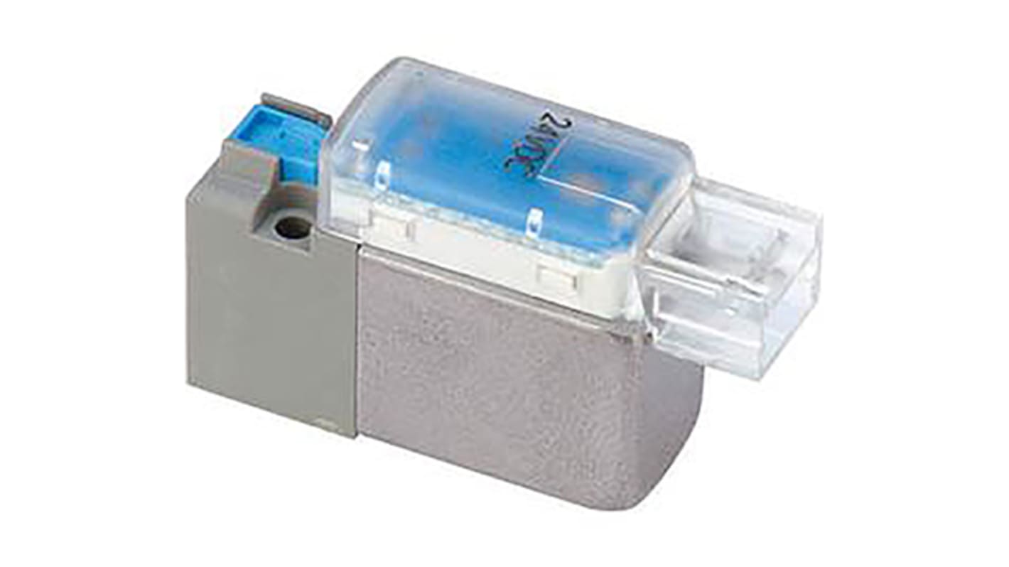 Electrodistributeur pneumatique SMC série V100 fonction 3, Bobine/Ressort, 24V c.c.