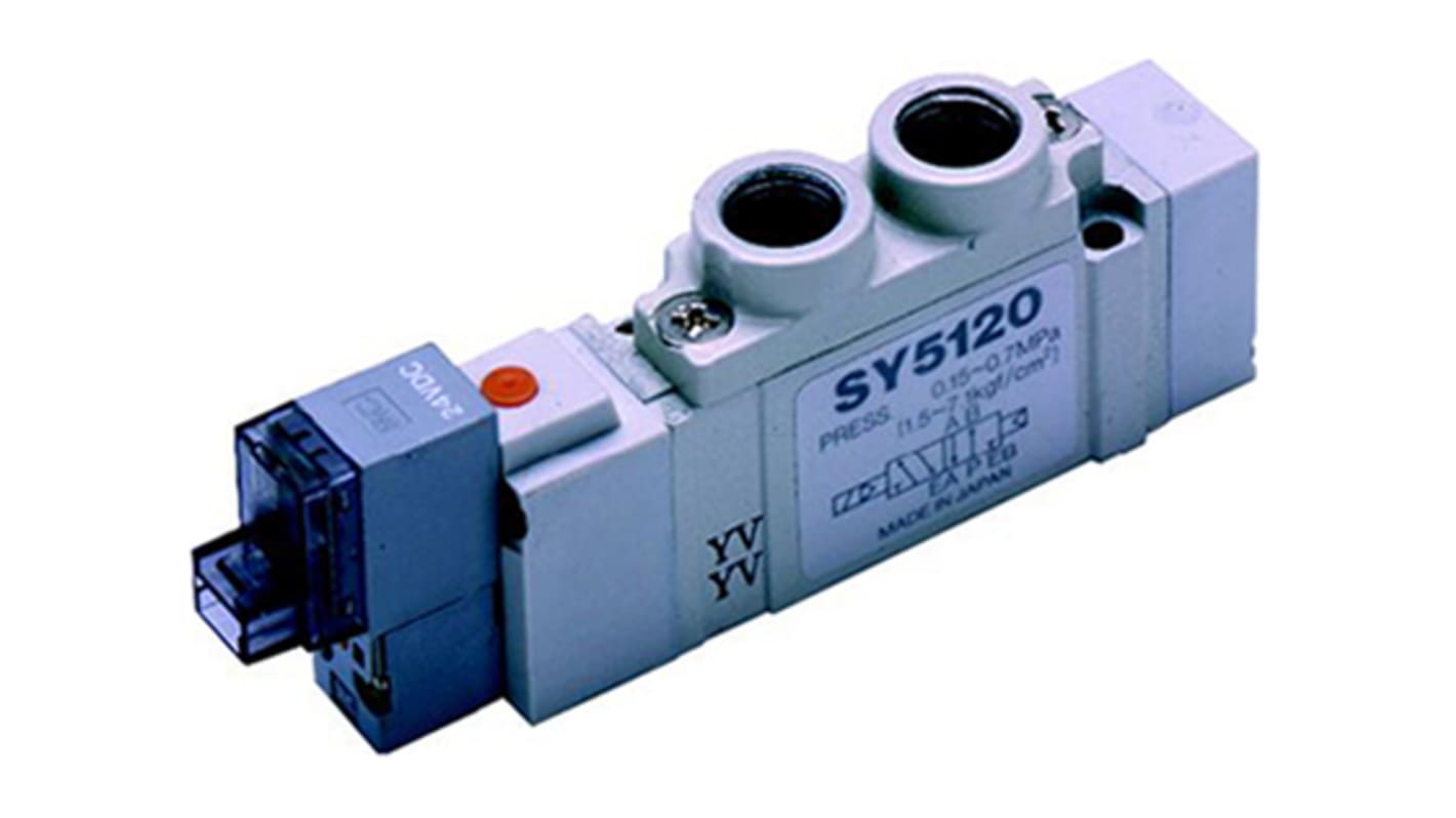 SMC 5/2 Pneumatic Solenoid Valve - Solenoid/Pilot One-Touch Fitting 6 mm SY5000 Series 24V dc