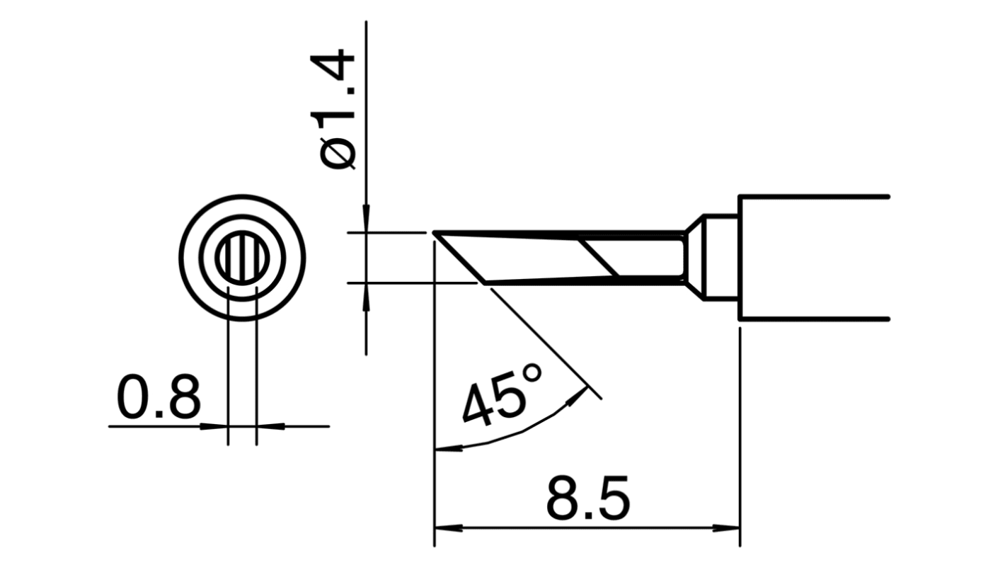 Hakko 1.4 mm Straight Knife Soldering Iron Tip for use with HAKKO FM-2032
