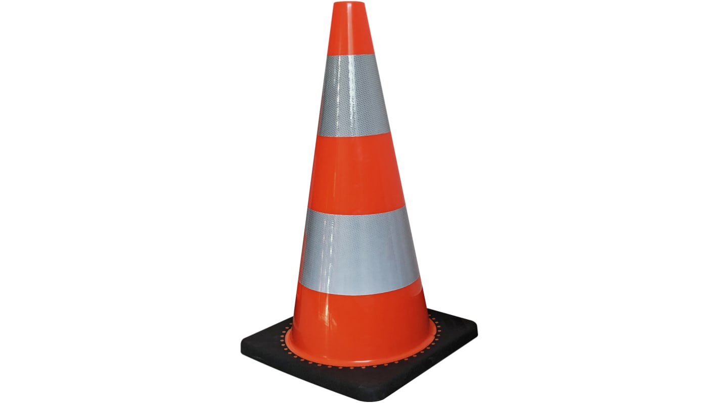 RS PRO Weighted Orange, White 700 mm PVC Traffic Cone