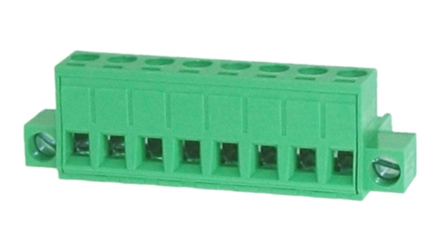 RS PRO, 5mm Pitch, 8 Way, , Pluggable Terminal Block, Plug, Through Hole, Screw Termination