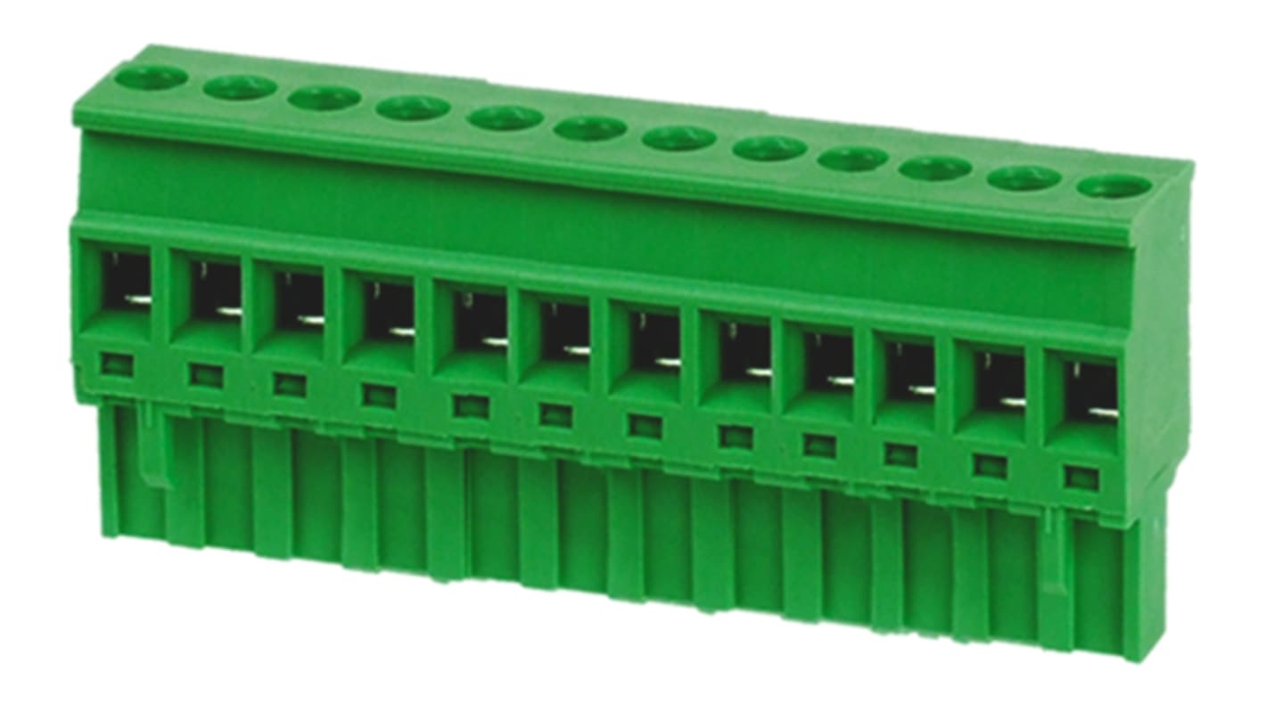 RS PRO, 5mm Pitch, 12 Way, Pluggable Terminal Block, Plug, Through Hole, Screw Termination