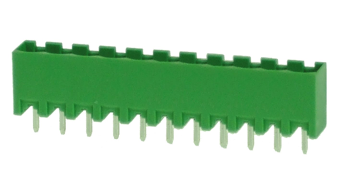 Borne para PCB Ángulo recto RS PRO de 11 vías, 1 fila, paso 5.0mm, para soldar, Montaje en orificio pasante