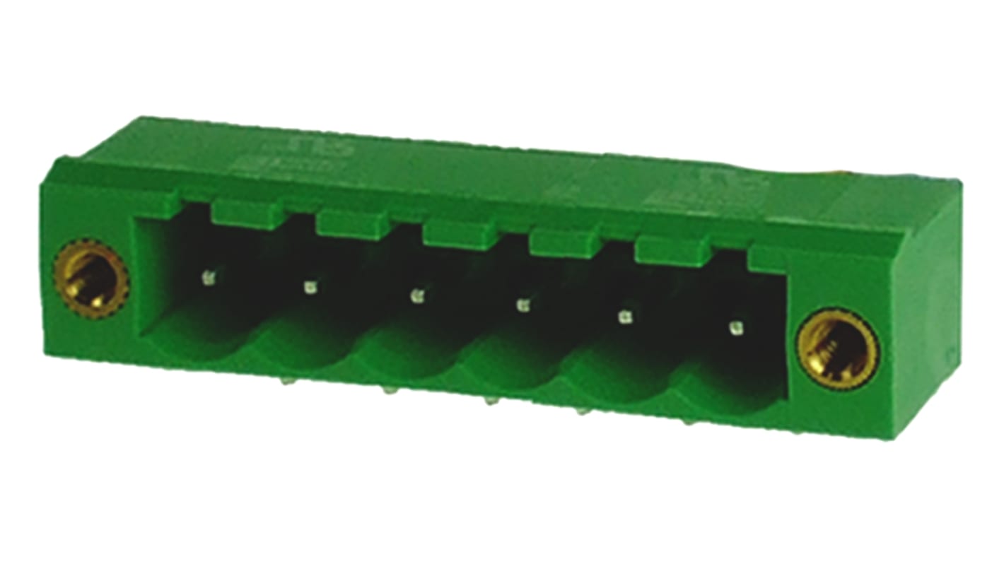 RS PRO, 5.0mm Pitch, 6 Way, Right Angle, Pluggable Terminal Block, Header, Through Hole, Solder Termination