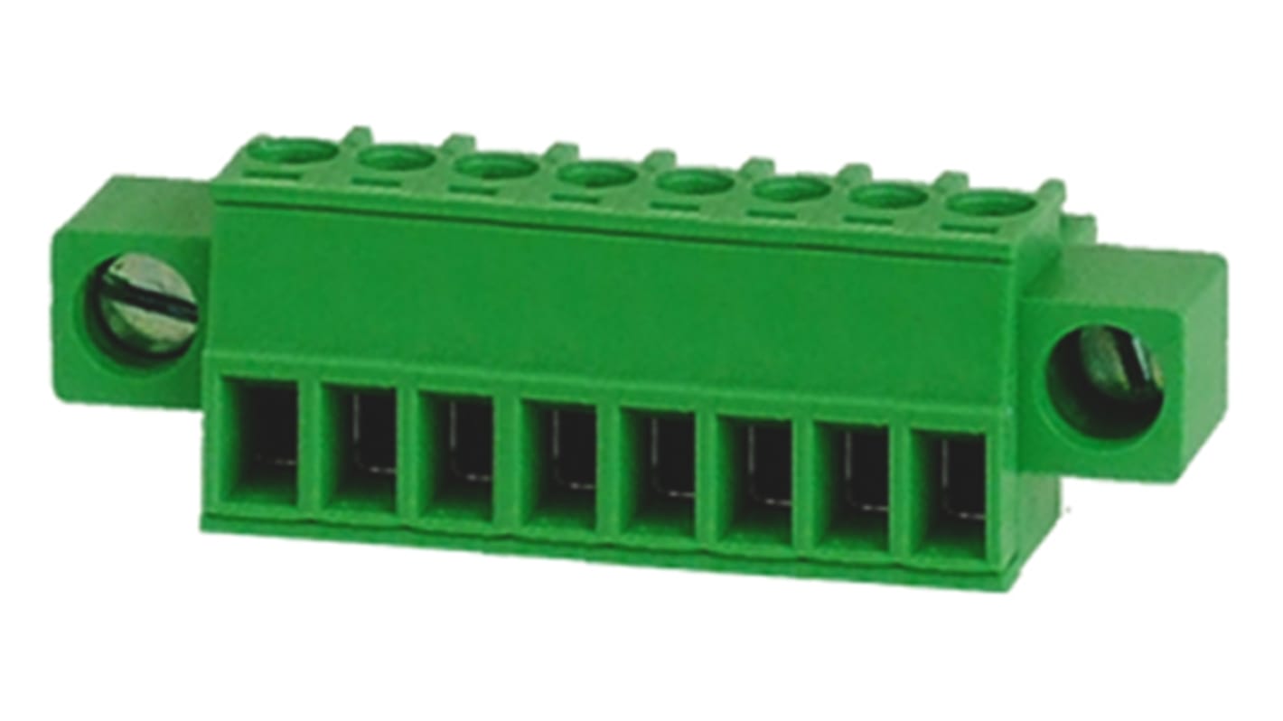 RS PRO 3.81mm Pitch 8 Way Pluggable Terminal Block, Plug, Through Hole, Screw Termination