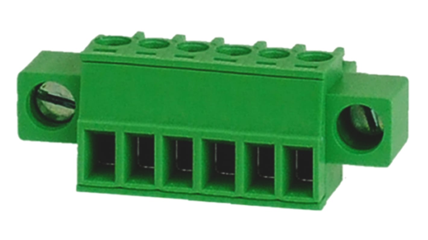 RS PRO 3.81mm Pitch 6 Way Pluggable Terminal Block, Plug, Through Hole, Screw Termination