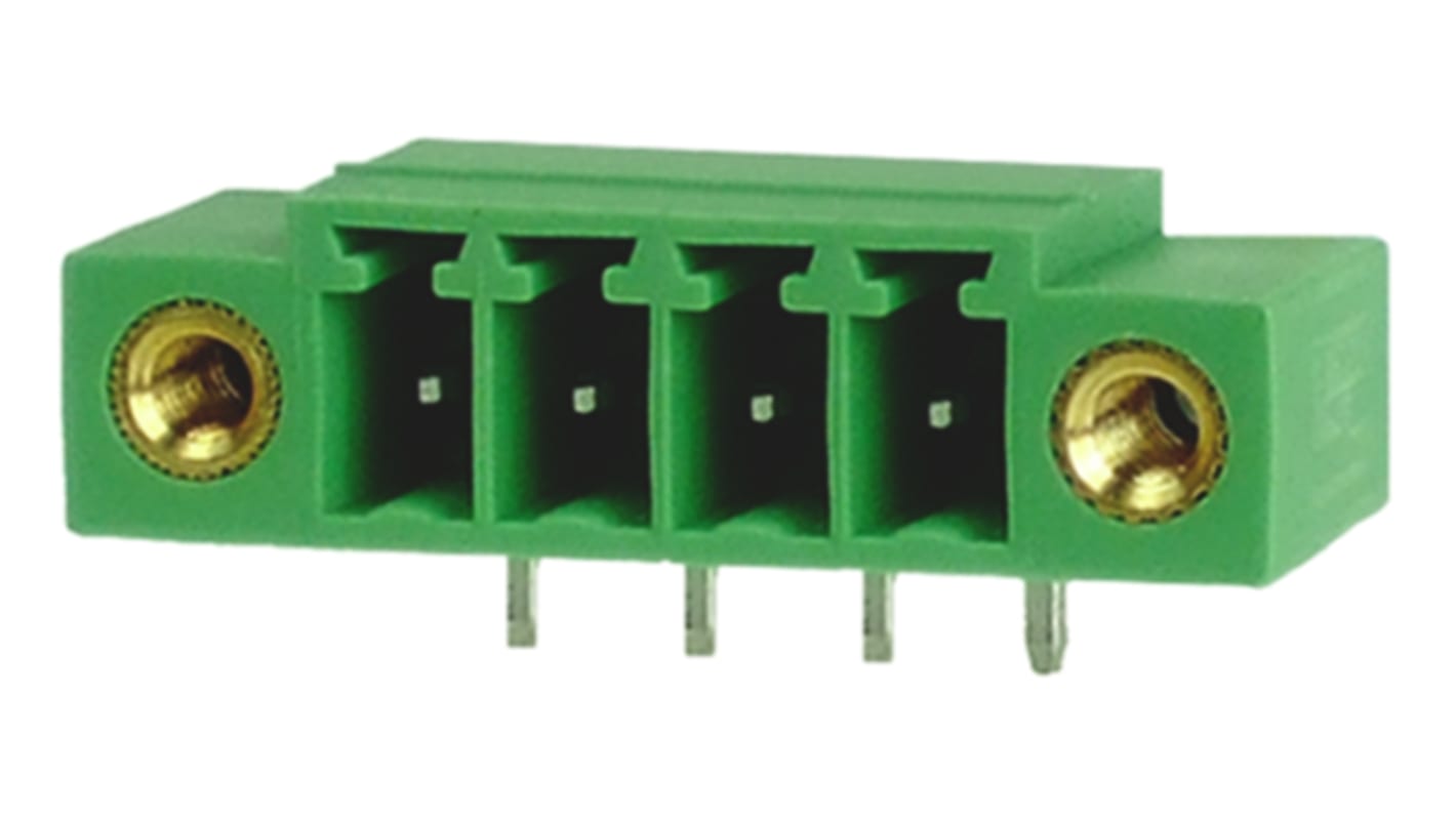 RS PRO, 3.81mm Pitch, 4 Way, Right Angle, Pluggable Terminal Block, Header, Through Hole, Solder Termination