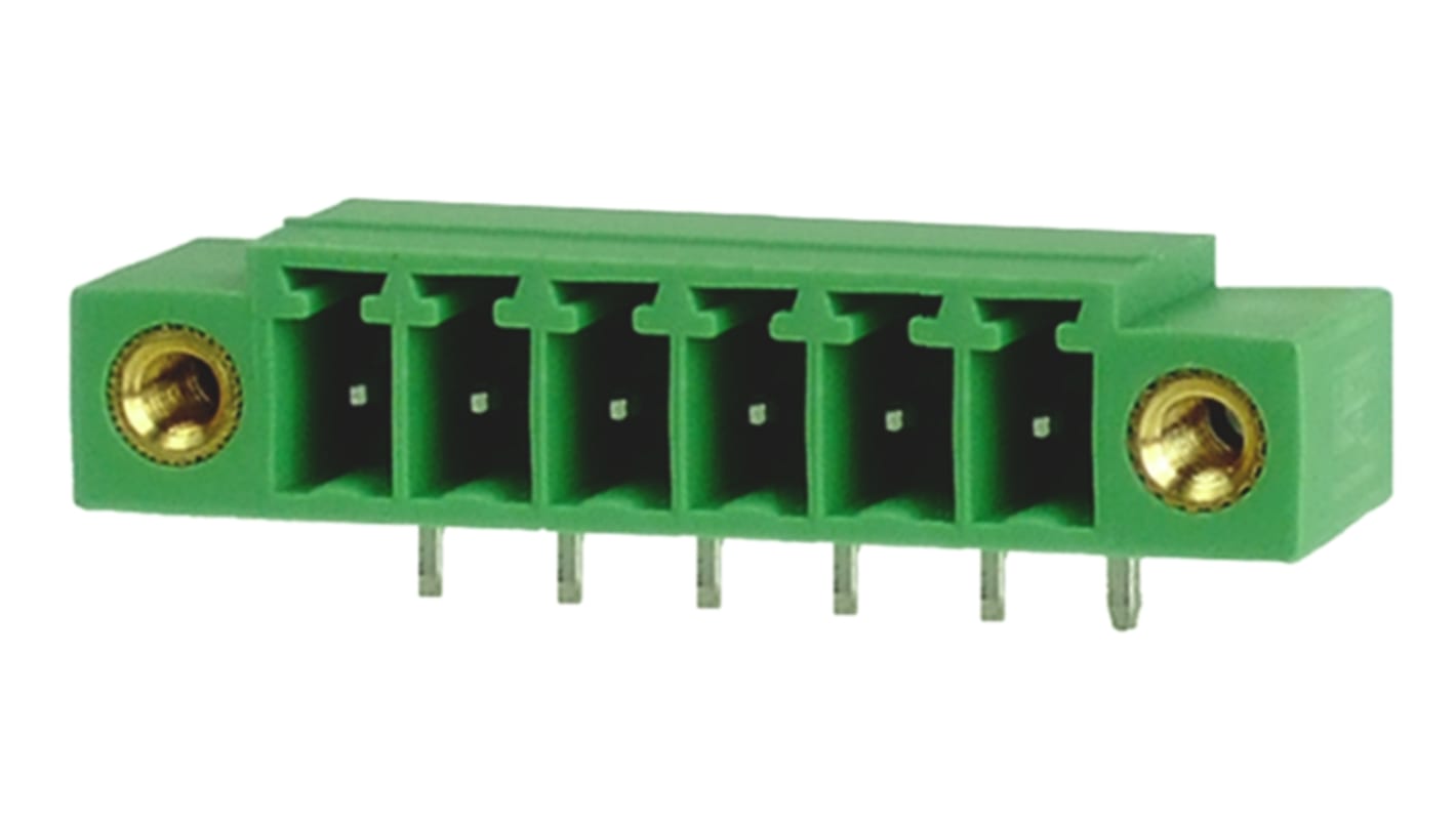 RS PRO, 3.81mm Pitch, 6 Way, Right Angle, Pluggable Terminal Block, Header, Through Hole, Solder Termination